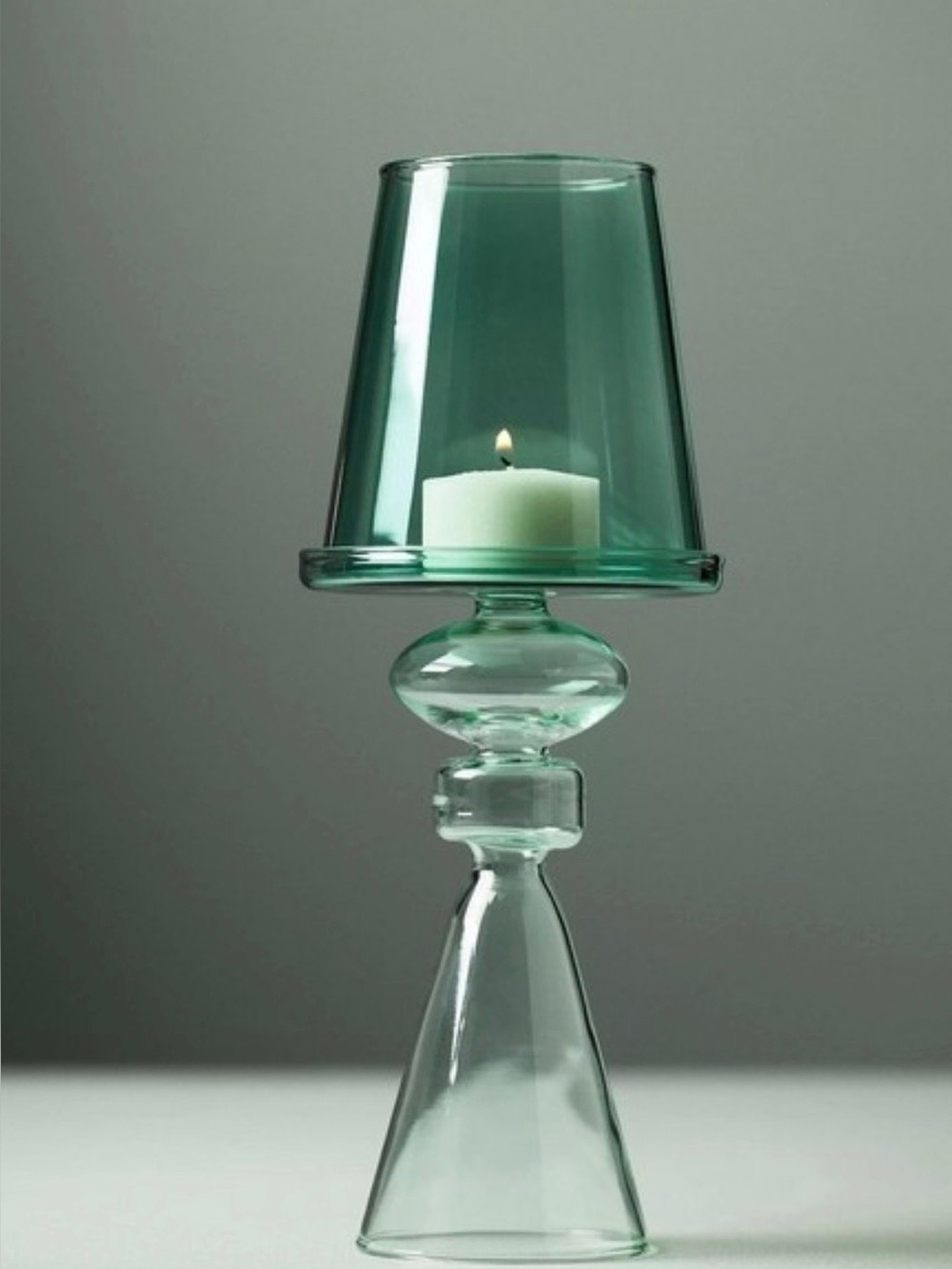 Anthropologie Beatrix Glass Lamp Candle Holder: Green, NIB. - Picture 1 of 5